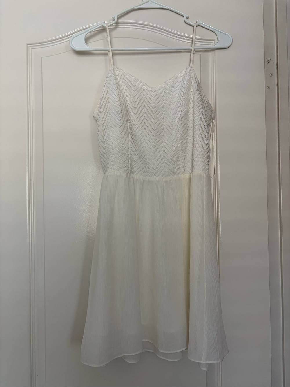 Candie's Ivory Chevron Bodice Mini Dress